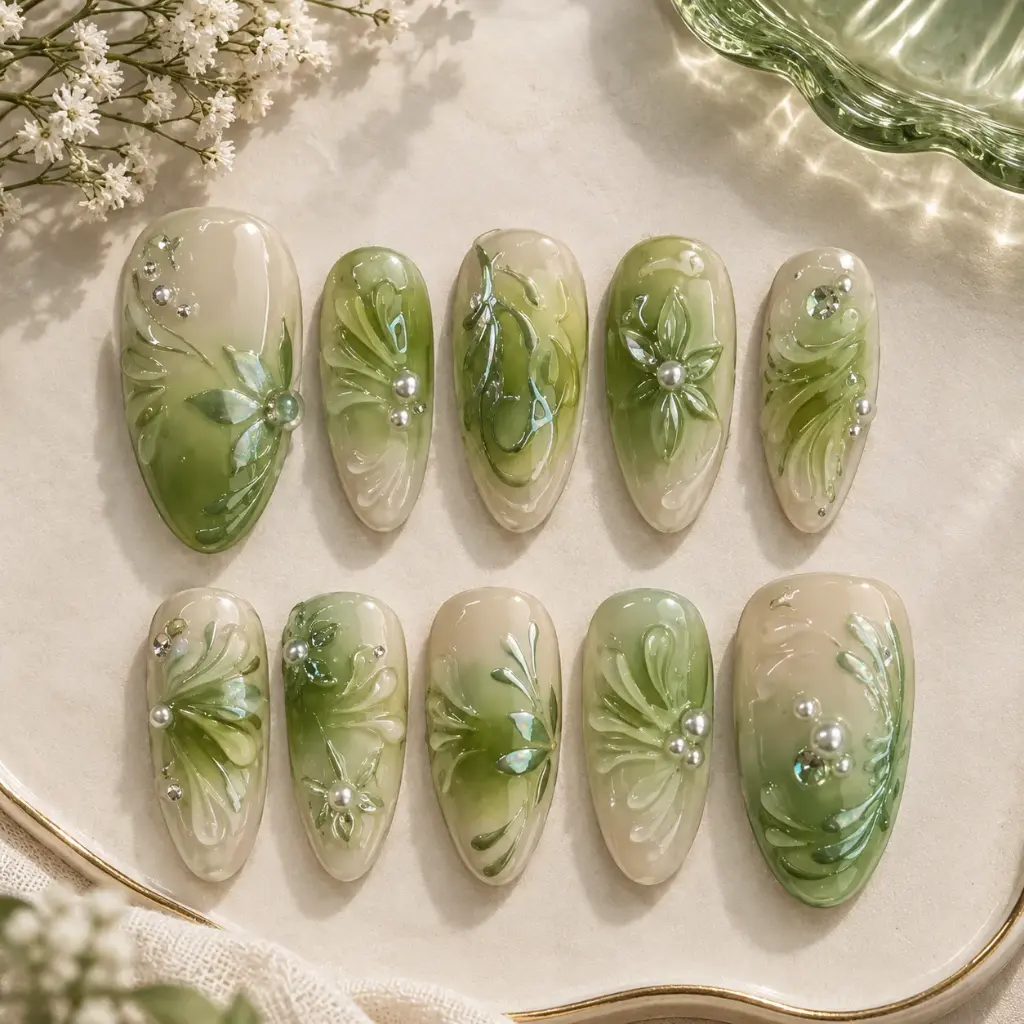 Sage Botanical Nail Set