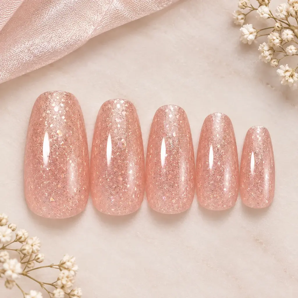 gliter pink Nail Set