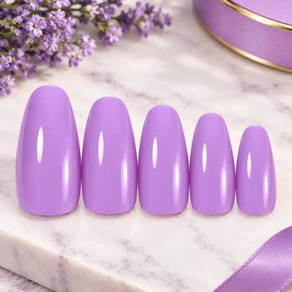 purple glossy Nail Set