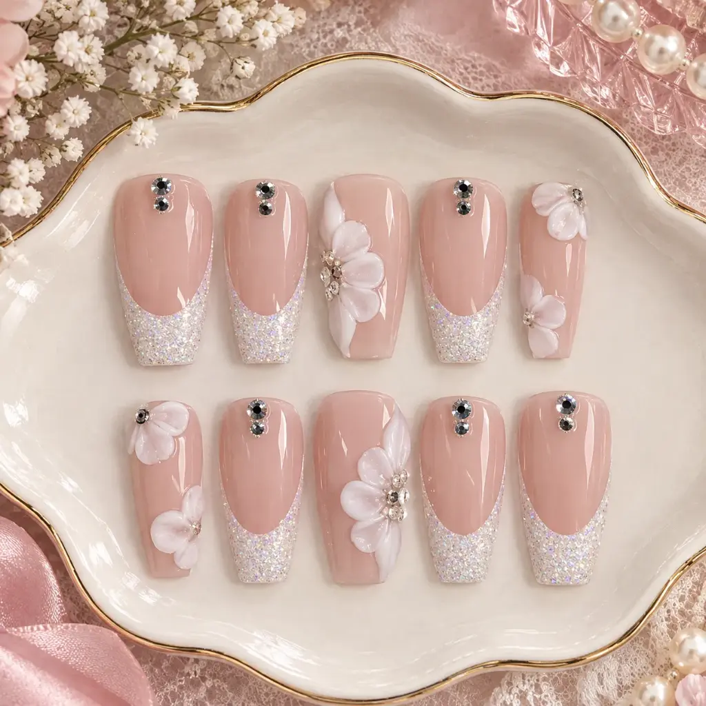 Romantic Nude Pink Glitter