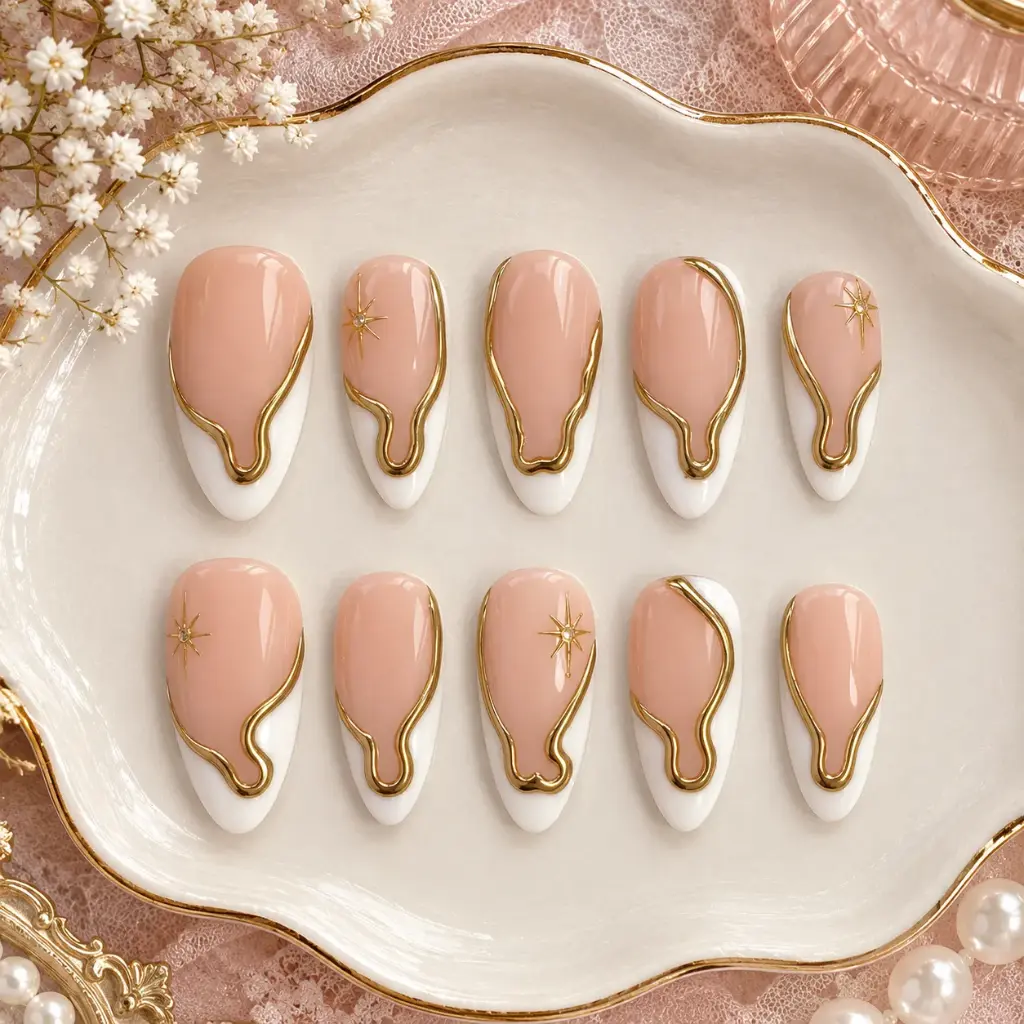 Luxury Gold Drip Nail Set
