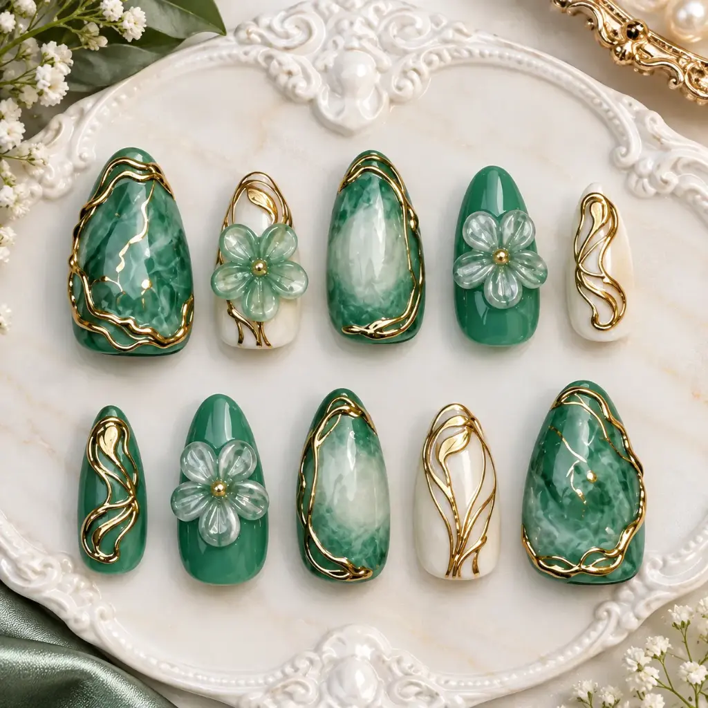 Emerald Marble Floral